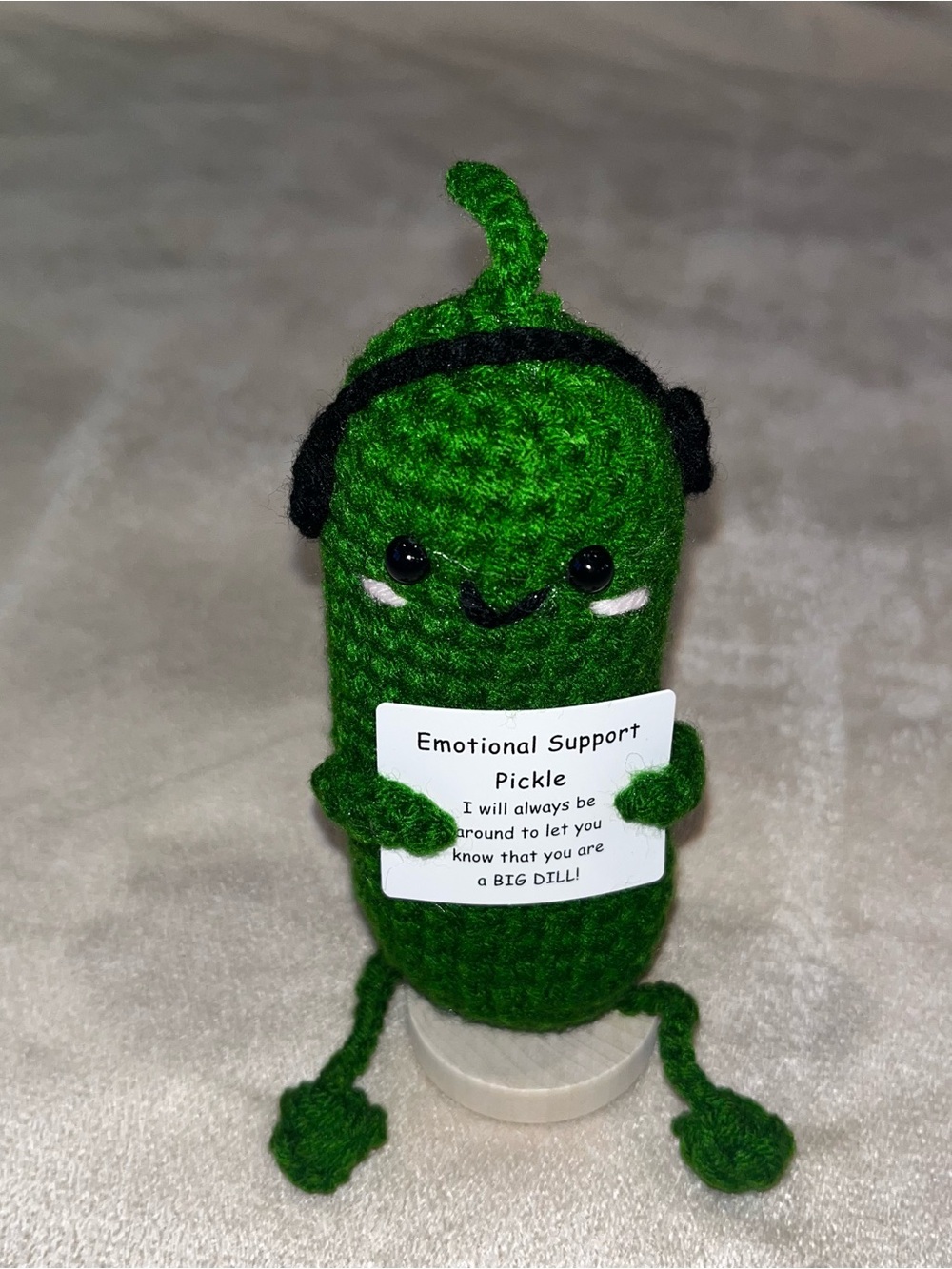 Funny Emotional Support Crochet Pickle, 4”